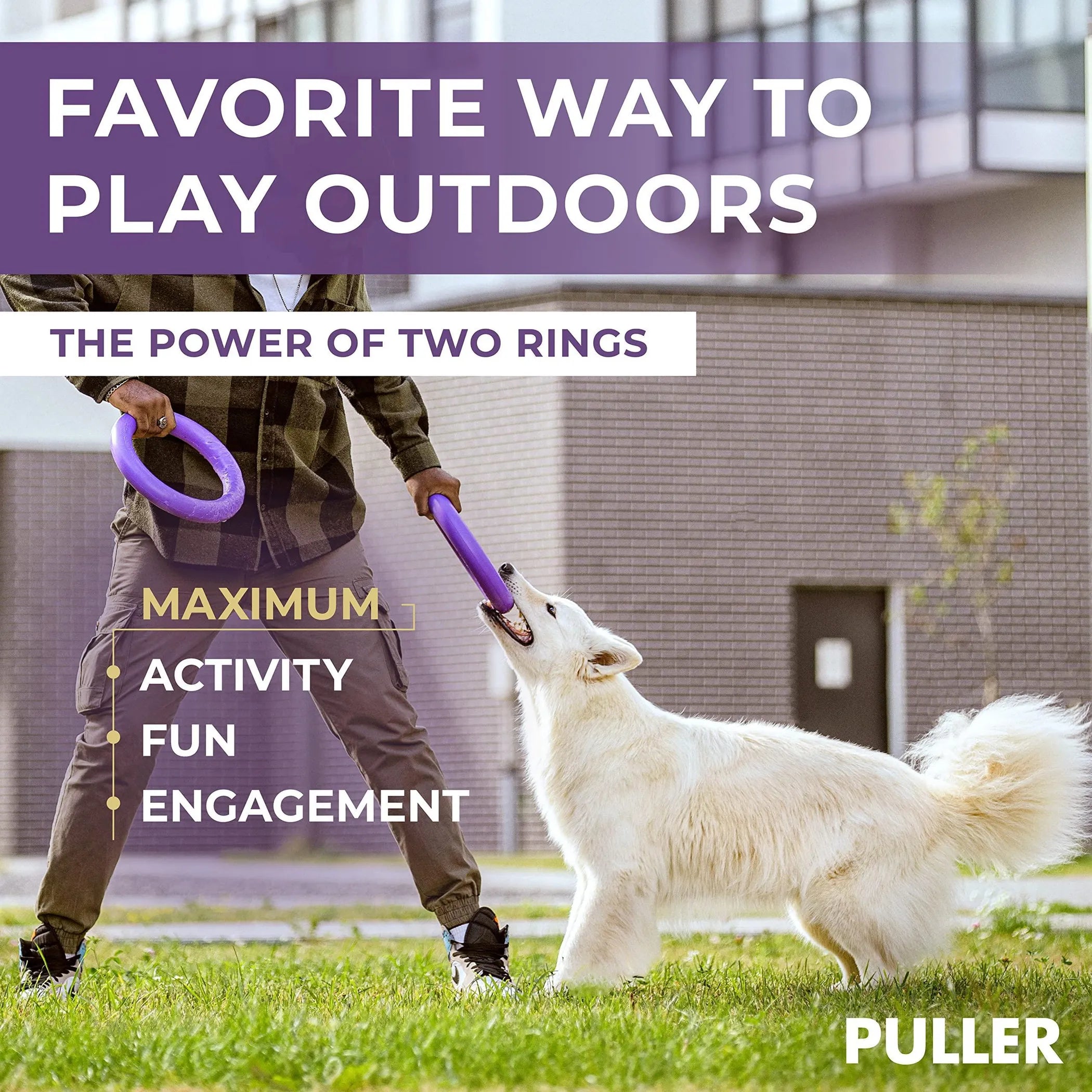 Puller Outdoor Dog Ring Toys STANDARD TWO RingsDog Fetch Toy Tug of War Dog Toy for Small Medium Large Dogs Dog Ball & Soft Dog Frisbee Alt Outside Do