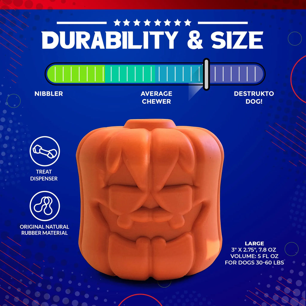 Jack O' Lantern Dog Toy - Durable Halloween Chew Toy for Large Dogs