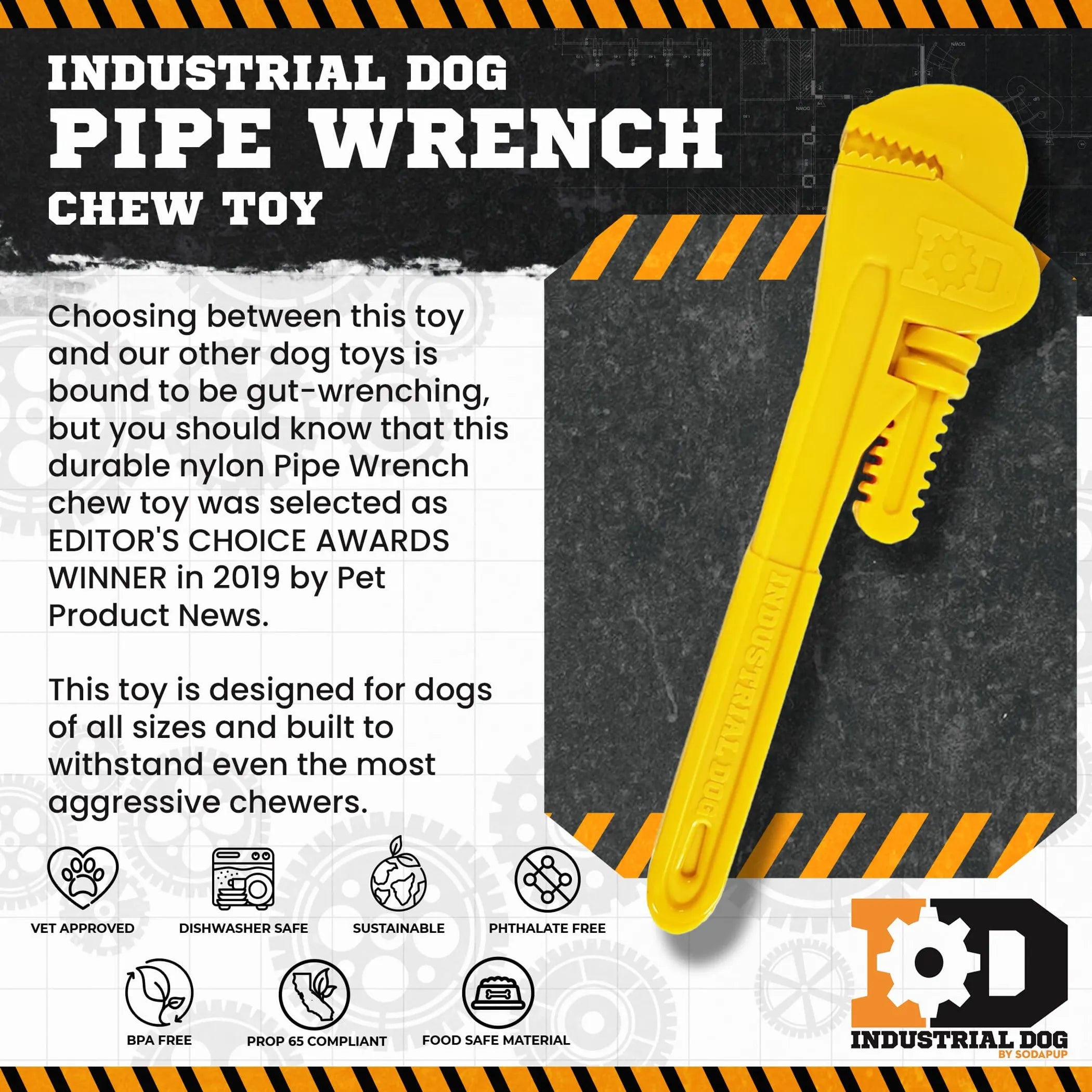 Pipe Wrench Nylon Dog Toy for Aggressive Chewers