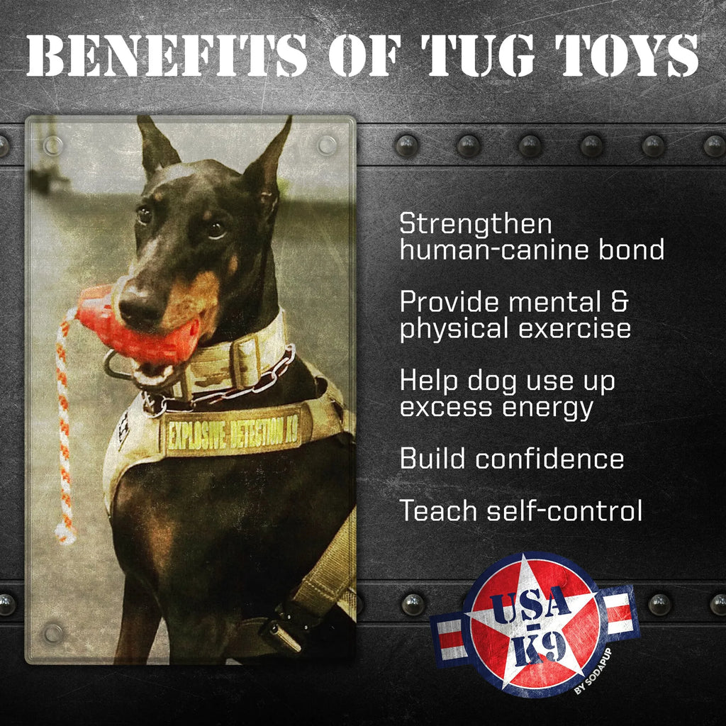 USA-K9 Grenade Shaped Rubber Dog Toy - Chew, Treat Dispenser & Tug Toy